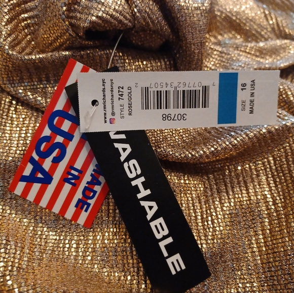 NWT Metallic Rose Gold R&M Richards long dress - Picture 7 of 11